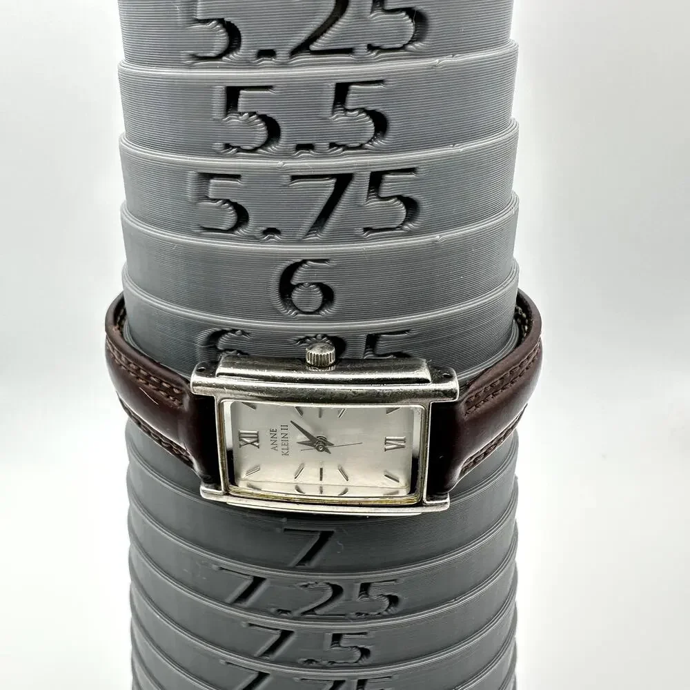 Anne Klein II Rectangular Silver Dial Brown Leather Quartz Watch